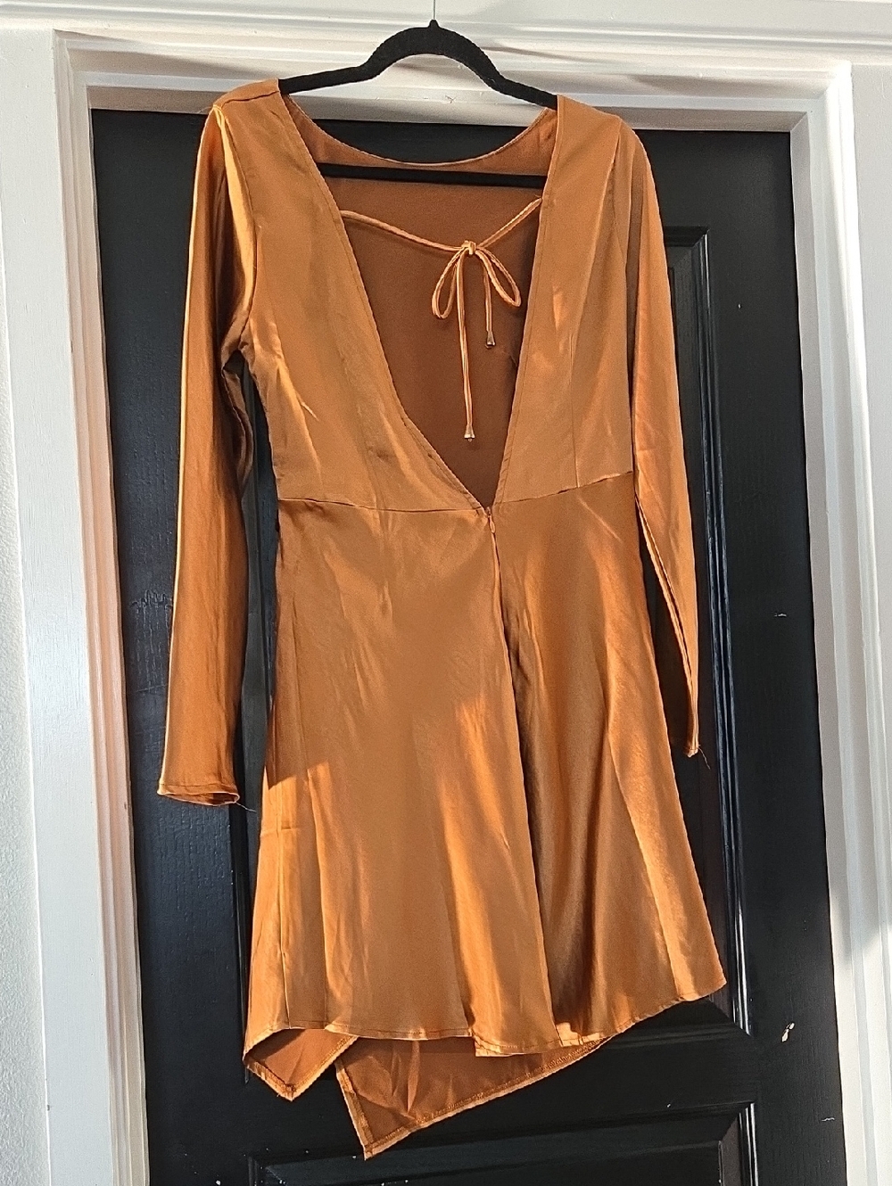 NWT Hello Molly Expressed Permission Long Sleeve Low Back Dress Chocolate Size 8 - Picture 5 of 13